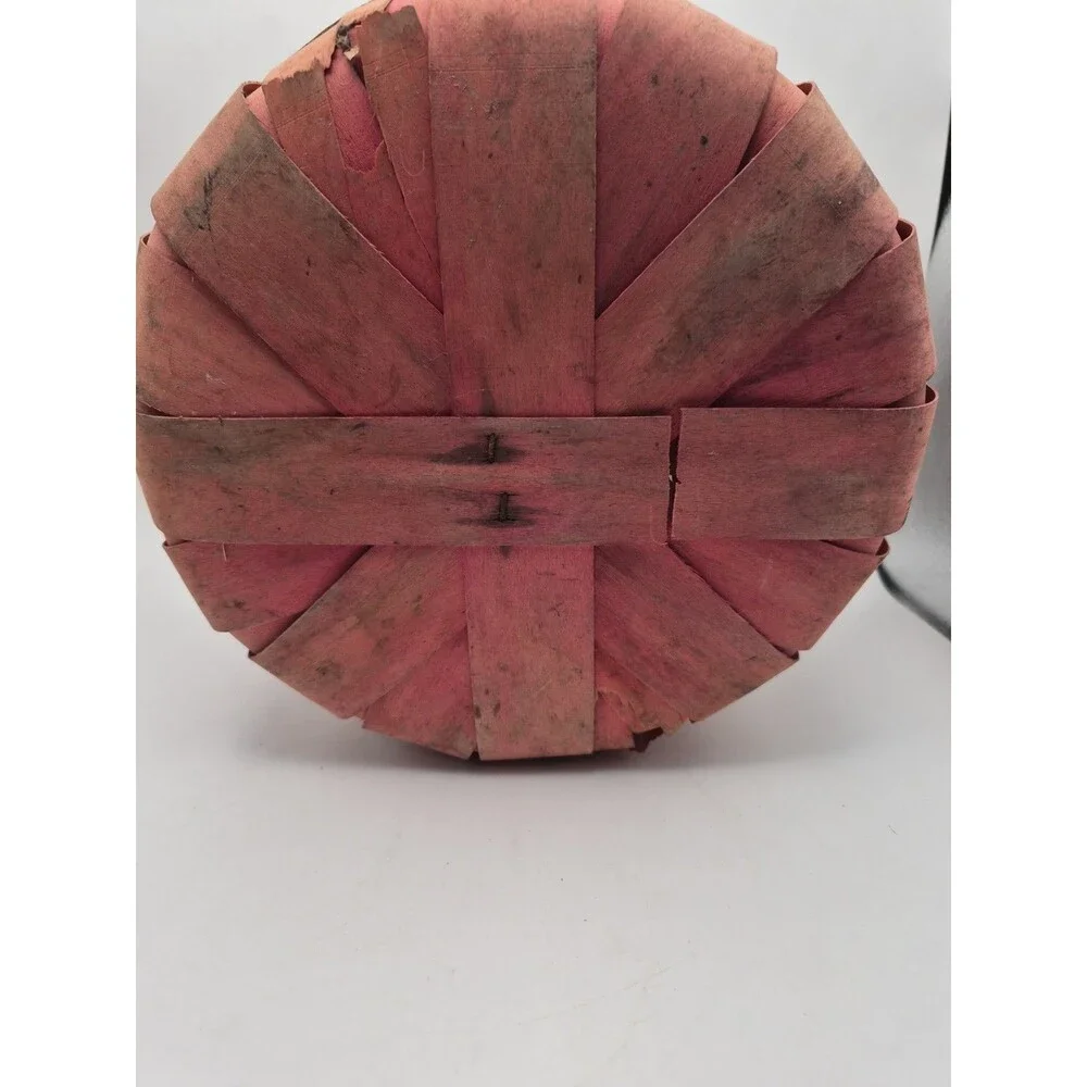 Vintage Wooden Apple Basket With Metal Handle Rustic Farmhouse Decor